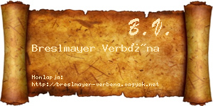 Breslmayer Verbéna névjegykártya